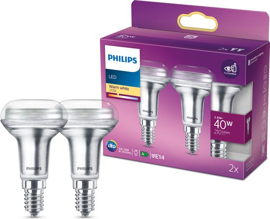 Philips energiezuinige LED Reflector - 40 W - E14 - warmwit licht - 2 stuks - Bespaar op energiekosten