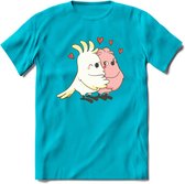 Lovebirds - Valentijn T-Shirt | Grappig Valentijnsdag Cadeautje voor Hem en Haar | Dames - Heren - Unisex | Kleding Cadeau | - Blauw - 3XL