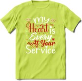 My Heart Is Every At Your Service - Valentijn T-Shirt | Grappig Valentijnsdag Cadeautje voor Hem en Haar | Dames - Heren - Unisex | Kleding Cadeau | - Groen - XXL