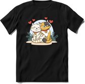 Knuffel kat Valentijn T-Shirt | Grappig Valentijnsdag Cadeautje voor Hem en Haar | Dames - Heren - Unisex | Kleding Cadeau | - Zwart - XXL