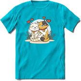 Knuffel kat Valentijn T-Shirt | Grappig Valentijnsdag Cadeautje voor Hem en Haar | Dames - Heren - Unisex | Kleding Cadeau | - Blauw - XL