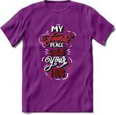 My Favorite Place Is You - Valentijn T-Shirt | Grappig Valentijnsdag Cadeautje voor Hem en Haar | Dames - Heren - Unisex | Kleding Cadeau | - Paars - XXL