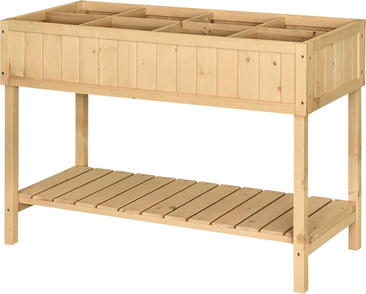 Outsunny verhoogd kruidenbed, plantenbak, bloembak, vurenhout, ideaal