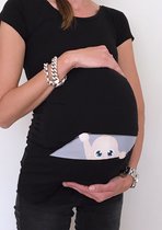 Zwangerschapsshirt Kiekeboe zwart, met unisex baby (Small)