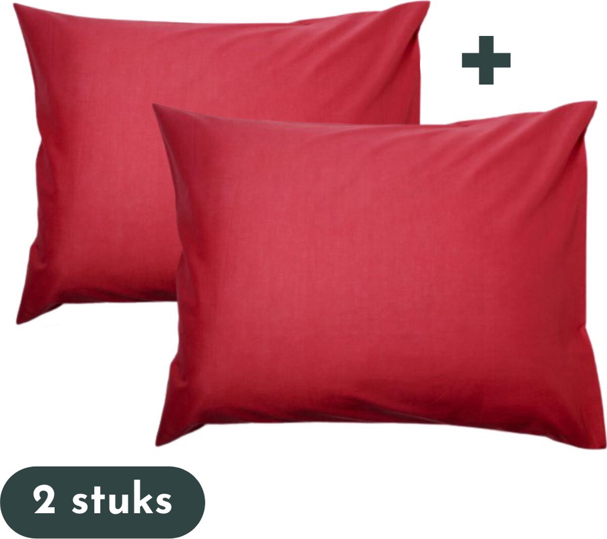 Zavelo Kussenslopen 60 x 70 cm Rood - Set van 2 Stuks - 100% Katoen - Hoogwaardige Hotelkwaliteit - Hotelsluiting