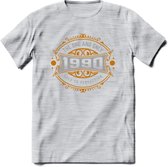 1990 The One And Only T-Shirt | Goud - Zilver | Grappig Verjaardag  En  Feest Cadeau | Dames - Heren | - Licht Grijs - Gemaleerd - XXL