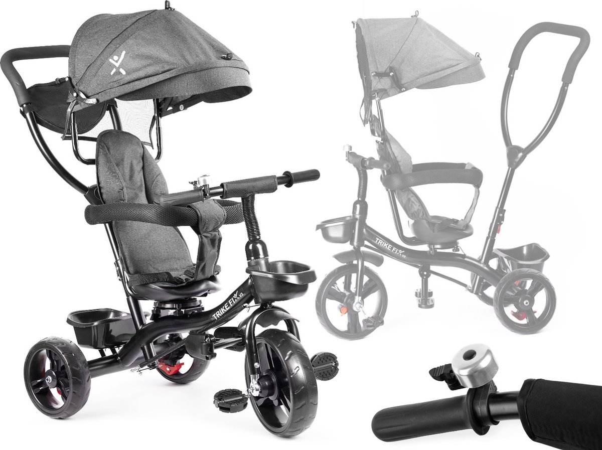 Tricycle Bébé Evolutif, 4 en 1 Tricycle Enfant avec Barre De poussée et