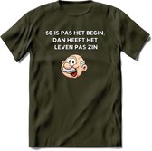 50 is pas het begin T-Shirt | Grappig Abraham 50 Jaar Verjaardag Kleding Cadeau | Dames – Heren - Leger Groen - M