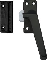 AXA Raamsluiting (model 3308) Zwart geslepen: Afsluitbaar met drukknop, rechts naar buiten draaiend.