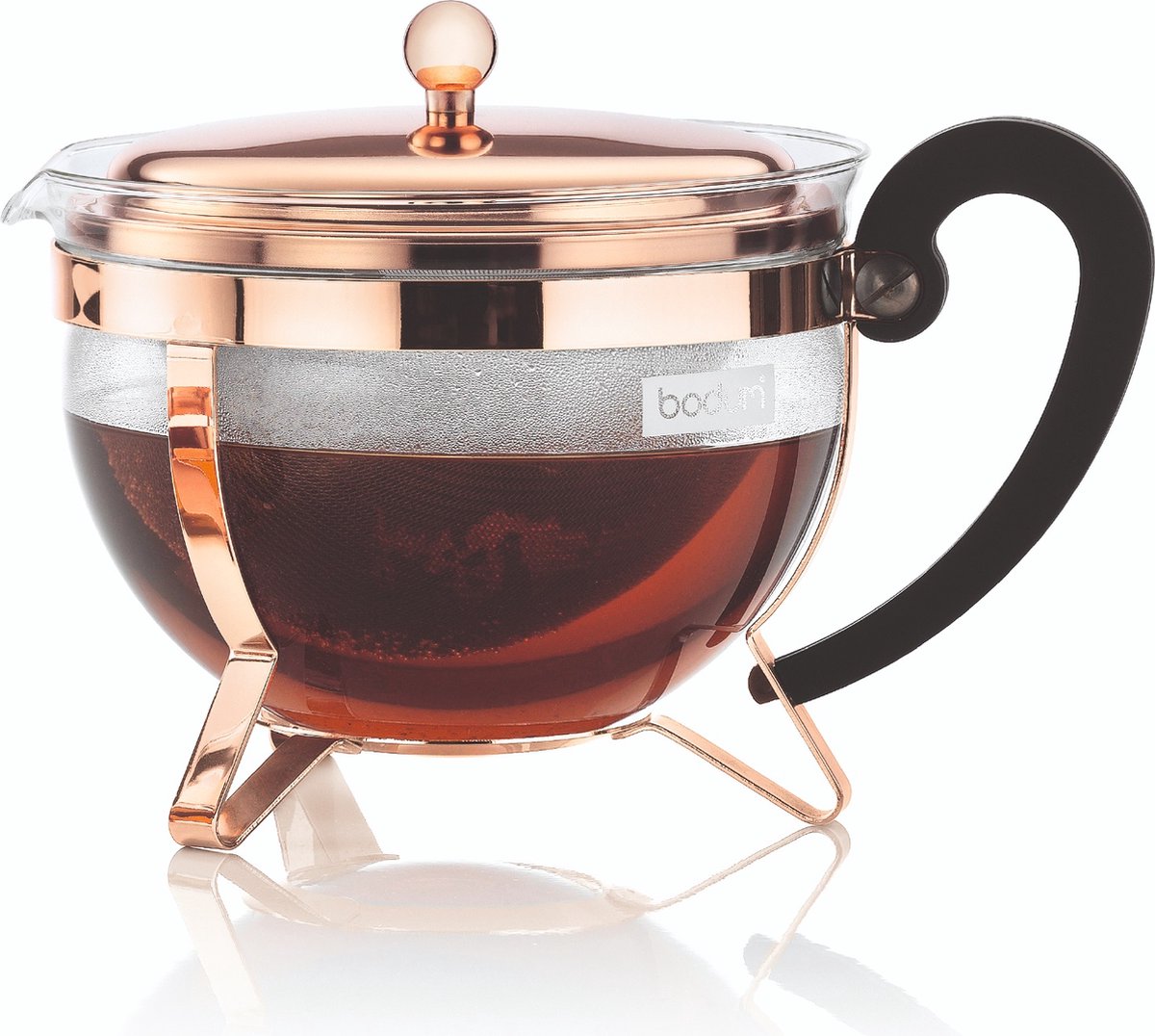 Teapot Set Bodum Chambord With Plastic Filter and Rechaud Silver 1.3 L
