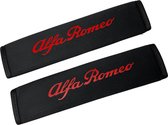 Gordel Covers voor Alfa Romeo - Set van 2 Gordelhoezen Zwart/Rood - Voor oa. Alfa Romeo Guilietta / Giulia / MiTo / Stelvio / Brera / Spider / 145 / 146 / - Zachte Gordel Hoes Besc