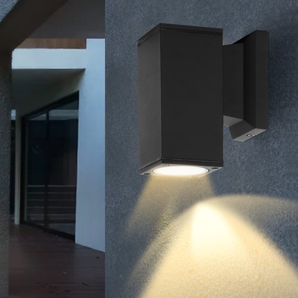 LED Wandlamp | vierkant | GU10 fitting | Zwart | IP65 | DIMBAAR