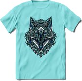 Vos - Dieren Mandala T-Shirt | Donkerblauw | Grappig Verjaardag Zentangle Dierenkop Cadeau Shirt | Dames - Heren - Unisex | Wildlife Tshirt Kleding Kado | - Licht Blauw - XXL