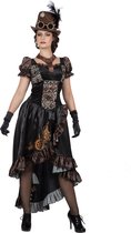 Wilbers & Wilbers - Steampunk Kostuum - Zwart Glanzend Steampunk Met Tandwielen - Vrouw - Zwart - Maat 40-42 - Carnavalskleding - Verkleedkleding