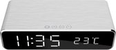Akkrum Digitale Wekker met Draadloze oplader - Alarmklok met Temperatuur, Datum en Tijd -Zilver