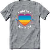 Love Is Love | Pride T-Shirt | Grappig LHBTIQ+ / LGBTQ / Gay / Homo / Lesbi Cadeau Shirt | Dames - Heren - Unisex | Tshirt Kleding Kado | - Donker Grijs - Gemaleerd - S