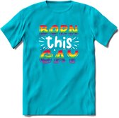 Born This Gay | Pride T-Shirt | Grappig LHBTIQ+ / LGBTQ / Gay / Homo / Lesbi Cadeau Shirt | Dames - Heren - Unisex | Tshirt Kleding Kado | - Blauw - 3XL