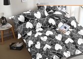 Dekbedovertrek katoensatijn 200x220 3 delig Grijs met witte hatjes
