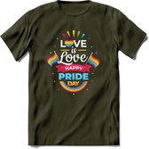 Love Is Love | Pride T-Shirt | Grappig LHBTIQ+ / LGBTQ / Gay / Homo / Lesbi Cadeau Shirt | Dames - Heren - Unisex | Tshirt Kleding Kado | - Leger Groen - L