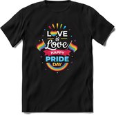 Love Is Love | Pride T-Shirt | Grappig LHBTIQ+ / LGBTQ / Gay / Homo / Lesbi Cadeau Shirt | Dames - Heren - Unisex | Tshirt Kleding Kado | - Zwart - XL