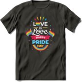 Love Is Love | Pride T-Shirt | Grappig LHBTIQ+ / LGBTQ / Gay / Homo / Lesbi Cadeau Shirt | Dames - Heren - Unisex | Tshirt Kleding Kado | - Donker Grijs - XXL