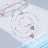 Brillenketting | Gouden Parels en Hartjes | Brillenkoord | Ketting voor AirPods | Brillen koord| Ketting voor Mondkapje | Zonnebrillen ketting  | Fashion Accessoire