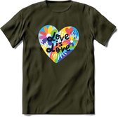 Love Is Love | Pride T-Shirt | Grappig LHBTIQ+ / LGBTQ / Gay / Homo / Lesbi Cadeau Shirt | Dames - Heren - Unisex | Tshirt Kleding Kado | - Leger Groen - L