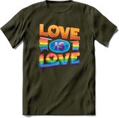 Love Is Love | Pride T-Shirt | Grappig LHBTIQ+ / LGBTQ / Gay / Homo / Lesbi Cadeau Shirt | Dames - Heren - Unisex | Tshirt Kleding Kado | - Leger Groen - XXL