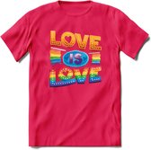 Love Is Love | Pride T-Shirt | Grappig LHBTIQ+ / LGBTQ / Gay / Homo / Lesbi Cadeau Shirt | Dames - Heren - Unisex | Tshirt Kleding Kado | - Roze - L