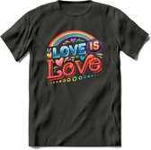 Love Is Love | Pride T-Shirt | Grappig LHBTIQ+ / LGBTQ / Gay / Homo / Lesbi Cadeau Shirt | Dames - Heren - Unisex | Tshirt Kleding Kado | - Donker Grijs - XXL