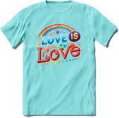 Love Is Love | Pride T-Shirt | Grappig LHBTIQ+ / LGBTQ / Gay / Homo / Lesbi Cadeau Shirt | Dames - Heren - Unisex | Tshirt Kleding Kado | - Licht Blauw - S