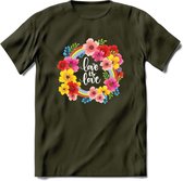 Love Is Love | Pride T-Shirt | Grappig LHBTIQ+ / LGBTQ / Gay / Homo / Lesbi Cadeau Shirt | Dames - Heren - Unisex | Tshirt Kleding Kado | - Leger Groen - L