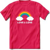 Love Is Love | Pride T-Shirt | Grappig LHBTIQ+ / LGBTQ / Gay / Homo / Lesbi Cadeau Shirt | Dames - Heren - Unisex | Tshirt Kleding Kado | - Roze - L