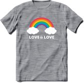 Love Is Love | Pride T-Shirt | Grappig LHBTIQ+ / LGBTQ / Gay / Homo / Lesbi Cadeau Shirt | Dames - Heren - Unisex | Tshirt Kleding Kado | - Donker Grijs - Gemaleerd - XL