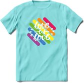 Love Is Love | Pride T-Shirt | Grappig LHBTIQ+ / LGBTQ / Gay / Homo / Lesbi Cadeau Shirt | Dames - Heren - Unisex | Tshirt Kleding Kado | - Licht Blauw - M