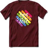 Love Is Love | Pride T-Shirt | Grappig LHBTIQ+ / LGBTQ / Gay / Homo / Lesbi Cadeau Shirt | Dames - Heren - Unisex | Tshirt Kleding Kado | - Burgundy - XXL