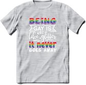 Gay Glitter | Pride T-Shirt | Grappig LHBTIQ+ / LGBTQ / Gay / Homo / Lesbi Cadeau Shirt | Dames - Heren - Unisex | Tshirt Kleding Kado | - Licht Grijs - Gemaleerd - 3XL