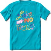 Love Has No Gender | Pride T-Shirt | Grappig LHBTIQ+ / LGBTQ / Gay / Homo / Lesbi Cadeau Shirt | Dames - Heren - Unisex | Tshirt Kleding Kado | - Blauw - S