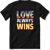 Love Wins | Pride T-Shirt | Grappig LHBTIQ+ / LGBTQ / Gay / Homo / Lesbi Cadeau Shirt | Dames - Heren - Unisex | Tshirt Kleding Kado | - Zwart - M