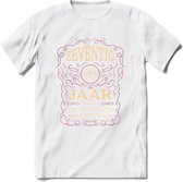 70 Jaar Legendarisch Gerijpt T-Shirt | Oud Roze - Ivoor | Grappig Verjaardag en Feest Cadeau Shirt | Dames - Heren - Unisex | Tshirt Kleding Kado | - Wit - L