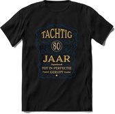 80 Jaar Legendarisch Gerijpt T-Shirt | Royal Blue - Ivoor | Grappig Verjaardag en Feest Cadeau Shirt | Dames - Heren - Unisex | Tshirt Kleding Kado | - Zwart - XXL