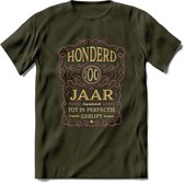 100 Jaar Legendarisch Gerijpt T-Shirt | Oud Roze - Ivoor | Grappig Verjaardag en Feest Cadeau Shirt | Dames - Heren - Unisex | Tshirt Kleding Kado | - Leger Groen - XL