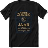 70 Jaar Legendarisch Gerijpt T-Shirt | Royal Blue - Ivoor | Grappig Verjaardag en Feest Cadeau Shirt | Dames - Heren - Unisex | Tshirt Kleding Kado | - Zwart - L