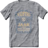 50 Jaar Legendarisch Gerijpt T-Shirt | Royal Blue - Ivoor | Grappig Verjaardag en Feest Cadeau Shirt | Dames - Heren - Unisex | Tshirt Kleding Kado | - Donker Grijs - Gemaleerd - X