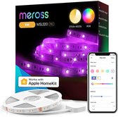 Meross WLAN RGBW Strip werkt met Apple HomeKit, Smart LED 5 m strip, kleurverandering en spraakbediening, met Alexa, Google, voor thuis, feest, Kerstmis [Energieklasse A]