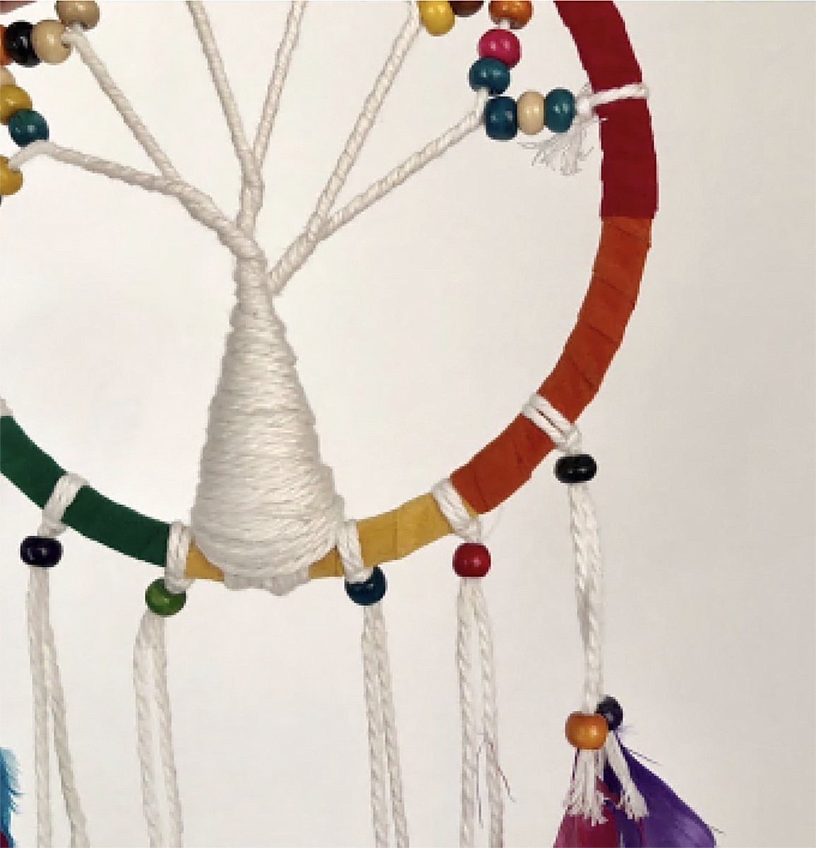 Dromenvanger levensboom (tree of life) met kraaltjes Ø16cm - regenboog