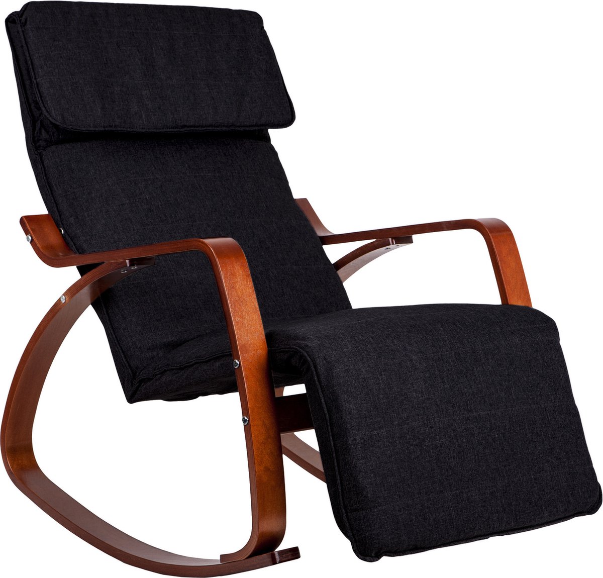 Viking Choice Schommelstoel met verstelbare voetsteun - berkenhout - zwart