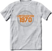 1970 Limited Edition Ring T-Shirt | Zilver - Goud | Grappig Verjaardag en Feest Cadeau Shirt | Dames - Heren - Unisex | Tshirt Kleding Kado | - Licht Grijs - Gemaleerd - L