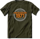 1971 Limited Edition Ring T-Shirt | Zilver - Goud | Grappig Verjaardag en Feest Cadeau Shirt | Dames - Heren - Unisex | Tshirt Kleding Kado | - Leger Groen - L