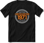 1971 Limited Edition Ring T-Shirt | Zilver - Goud | Grappig Verjaardag en Feest Cadeau Shirt | Dames - Heren - Unisex | Tshirt Kleding Kado | - Zwart - XL